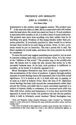 PRUDENCE AND MORALITY JOHN R. CONNERY, SJ