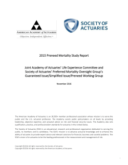 2015 Preneed Mortality Study Report