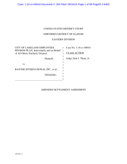 Amended Settlement Agreement - Baxter Securities Litigation