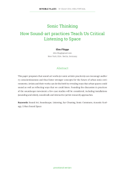 Sonic Thinking How Sound-art practices Teach Us Critical Listening