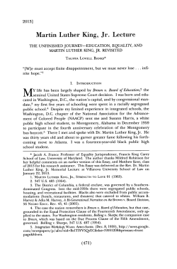 The Unfinished Journey - Education, Equality and Martin Luther