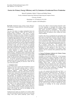 Factors for Primary Energy Efficiency and CO2 Emission of