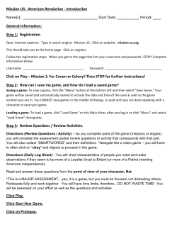 Mission US: American Revolution - Introduction Name(s): Start Date