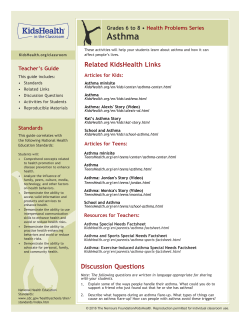 Teacher`s Guide: Asthma (Grades 6 to 8)