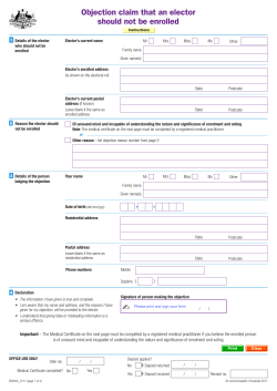 Objection claim that an elector should not be enrolled