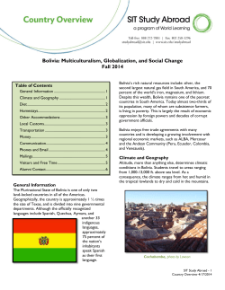 Bolivia: Multiculturalism, Globalization, and Social Change Fall 2014