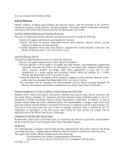 O.C.U.S.D. Food Service Wellness Policy School Wellness Student