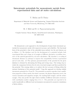 Interatomic potentials for monoatomic metals from experimental data