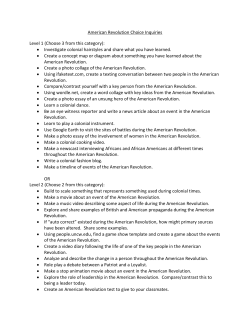 American Revolution Choice Inquiries Level 1 (Choose 3 from this