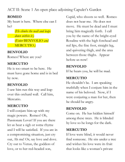 ACT II: Scene 1 An open place adjoining Capulet`s Garden