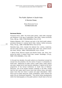 The Public Sphere in South Asia: A Review Essay