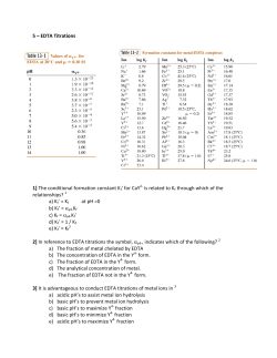 5 &ndash; EDTA Titrations 1] The conditional formation constant Kf` for
