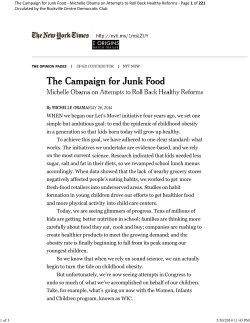 Michelle Obama on Attempts to Roll Back Healthy - RVC-Dems