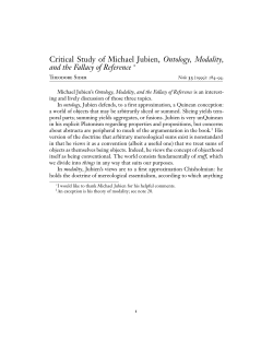 Critical Study of Michael Jubien, Ontology, Modality, and the Fallacy