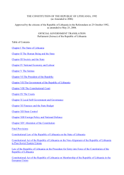 THE CONSTITUTION OF THE REPUBLIC OF LITHUANIA, 1992
