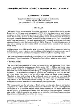 Parking Standards that can Work in South Africa