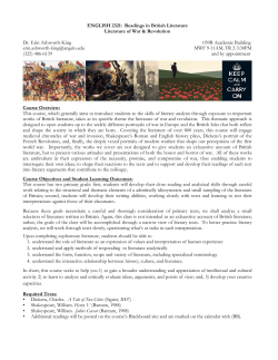 Calendar of Readings and Assignments