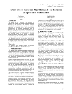 Review of Text Reduction Algorithms and Text Reduction using