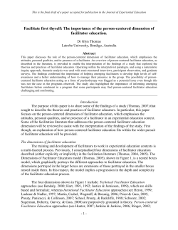 Facilitate first thyself: The importance of the person