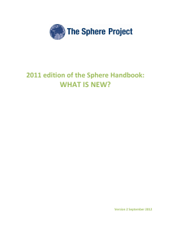2011 Sphere Handbook &ndash; What is New