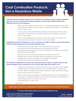 Coal Combustion Products: Not a Hazardous Waste