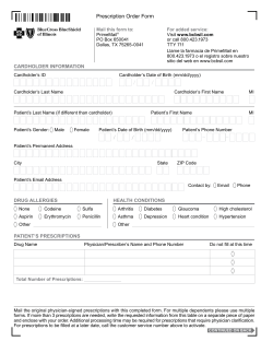 BCBSIL Prescription Order Form - Blue Cross and Blue Shield of