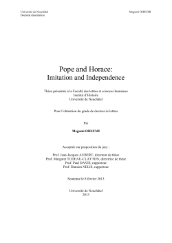 Pope and Horace: Imitation and Independence