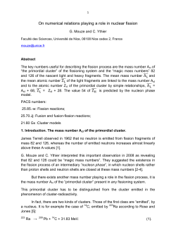 On numerical relations playing a role in nuclear fission