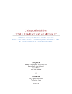 College Affordability: What Is It and How Can We Measure It?