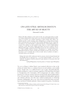 on late style: arthur danto`s the abuse of beauty