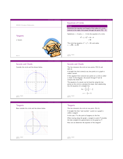 Tangents Equations of Circles Secants and Chords Secants and