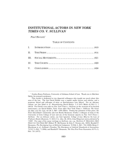 INSTITUTIONAL ACTORS IN NEW YORK TIMES CO. V. SULLIVAN
