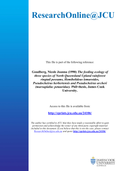 The feeding ecology of three species of North Queensland Upland