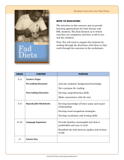 Student Activities for Fad Diets