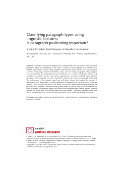 Classifying paragraph types using linguistic features: Is paragraph