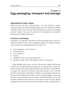 Egg packaging, transport and storage