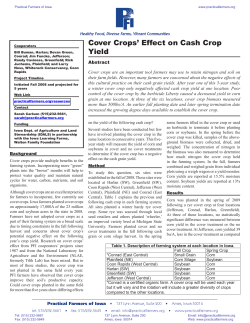 Cover Crops` Effect on Cash Crop Yield