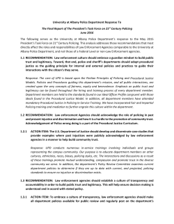 University at Albany Police Department Response To The Final