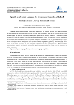 Spanish as a Second Language for Elementary Students: A Study of