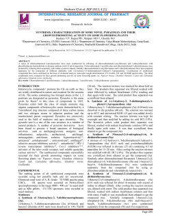 synthesis, characterization of some novel pyrazoles and their growth
