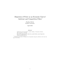 Dispersion of Power as an Economic Goal of Antitrust and