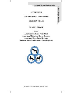 Section XII - In Hand/Single Working Division Rules Longe Line