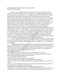 HYPNOTHERAPY FOR CHILDREN WHO STUTTER