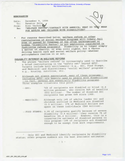 Memo: ""Welfare Reform""/Contract with America: What Do They