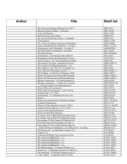 Author Title Shelf list - The Grand Lodge of Texas