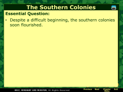 The Southern Colonies