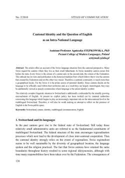 Cantonal Identity and the Question of English as an Intra