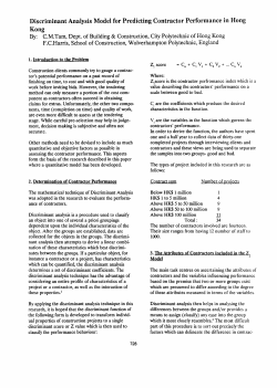 Discriminant Analysis Model for Predicting Contractor Performance