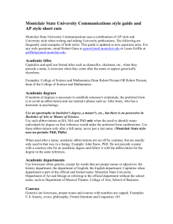Montclair State University Communications style guide and AP style