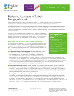 Reviewing Appraisals in Today`s Mortgage Market